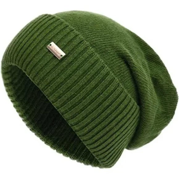 Boutique Accessories - CASHMERE Slouchy Beanies for Women Winter Lightweight, Green